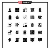 Group of 25 Solid Glyphs Signs and Symbols for app favorite business study book Editable Vector Design Elements