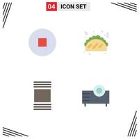 Flat Icon Pack of 4 Universal Symbols of circle electronics fast food thumbnails projector Editable Vector Design Elements