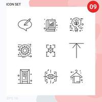 9 Universal Outlines Set for Web and Mobile Applications sprint development graph agile energy Editable Vector Design Elements