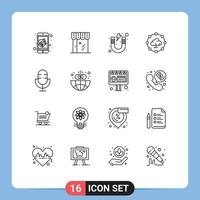 Outline Pack of 16 Universal Symbols of devices network shopping cloud computing school Editable Vector Design Elements