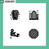 Solid Glyph Pack of 4 Universal Symbols of sign canada holidays building location Editable Vector Design Elements