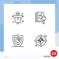 Pack of 4 Modern Filledline Flat Colors Signs and Symbols for Web Print Media such as agriculture locked scarecrow search secure Editable Vector Design Elements