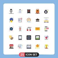 Pictogram Set of 25 Simple Flat Colors of gear game apple danger vacation Editable Vector Design Elements