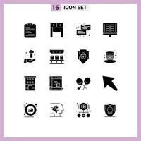 Universal Icon Symbols Group of 16 Modern Solid Glyphs of xray radioscopy communication radiology chat Editable Vector Design Elements