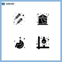 Set of 4 Modern UI Icons Symbols Signs for rocket wheel chair home roof fire Editable Vector Design Elements