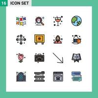 Mobile Interface Flat Color Filled Line Set of 16 Pictograms of internet of things connections cocktail communications education Editable Creative Vector Design Elements