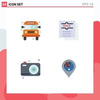 4 Flat Icon concept for Websites Mobile and Apps bus father cafe menu camera Editable Vector Design Elements