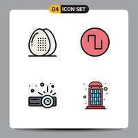 4 iconos creativos, signos y símbolos modernos de presentación de cocina, cabina cuadrada de alimentos, elementos de diseño vectorial editables vector