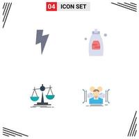 User Interface Pack of 4 Basic Flat Icons of power loss bathroom soap anthropometry Editable Vector Design Elements