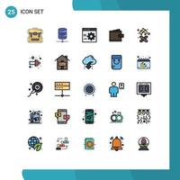 Set of 25 Modern UI Icons Symbols Signs for user finance computing business development Editable Vector Design Elements