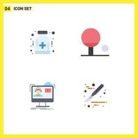 paquete de 4 iconos planos creativos de atención tutoriales de hospital en línea elementos de diseño de vectores editables médicos