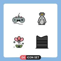 conjunto de 4 iconos de interfaz de usuario modernos símbolos signos para joystick naturaleza gamepad ropa lluviosa elementos de diseño vectorial editables vector