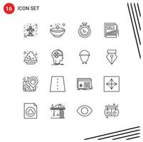 Pack of 16 creative Outlines of report growth light chart time Editable Vector Design Elements