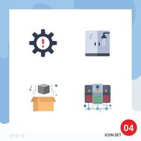 Mobile Interface Flat Icon Set of 4 Pictograms of hr model resources plumbing database server Editable Vector Design Elements