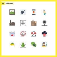 User Interface Pack of 16 Basic Flat Colors of scanner recognition battery identity mobile Editable Pack of Creative Vector Design Elements