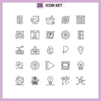 Pictogram Set of 25 Simple Lines of html code basket business flower Editable Vector Design Elements