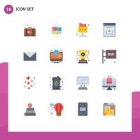 Flat Color Pack of 16 Universal Symbols of sms web developers solution remote team folder Editable Pack of Creative Vector Design Elements