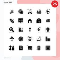 Set of 25 Modern UI Icons Symbols Signs for airplane front dose desk clerk Editable Vector Design Elements