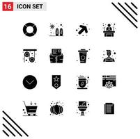 Universal Icon Symbols Group of 16 Modern Solid Glyphs of science pulley up physics worker Editable Vector Design Elements