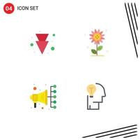 4 Thematic Vector Flat Icons and Editable Symbols of arrow digital marketing sub flower spring bulb Editable Vector Design Elements