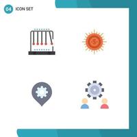 Mobile Interface Flat Icon Set of 4 Pictograms of gravity spend swing cash gear Editable Vector Design Elements