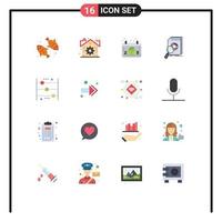 Modern Set of 16 Flat Colors and symbols such as calculating research gift box market data Editable Pack of Creative Vector Design Elements