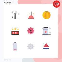 Set of 9 Modern UI Icons Symbols Signs for timer gear beach play fun Editable Vector Design Elements