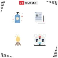 Set of 4 Modern UI Icons Symbols Signs for baby lotion fire lotion bottle edit bonfire Editable Vector Design Elements