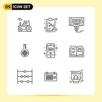 9 Creative Icons Modern Signs and Symbols of camera lab machine reaction chemical Editable Vector Design Elements