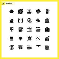 Set of 25 Modern UI Icons Symbols Signs for mobile data antenna control transfer Editable Vector Design Elements