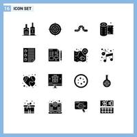 Pictogram Set of 16 Simple Solid Glyphs of data roll point paper pauropoda Editable Vector Design Elements