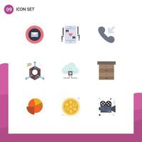 Mobile Interface Flat Color Set of 9 Pictograms of data programing answer direction design Editable Vector Design Elements