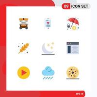 Set of 9 Modern UI Icons Symbols Signs for stars moon cyber crime cold leaf Editable Vector Design Elements