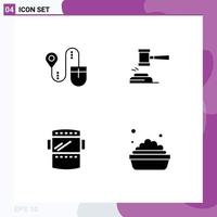 Solid Glyph Pack of 4 Universal Symbols of mouse judge computer court legal Editable Vector Design Elements