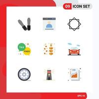 Modern Set of 9 Flat Colors and symbols such as cereals tax security money finance Editable Vector Design Elements