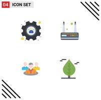 Group of 4 Flat Icons Signs and Symbols for management conversation modem group canada Editable Vector Design Elements