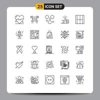 Mobile Interface Line Set of 25 Pictograms of design target hail review thumbs Editable Vector Design Elements