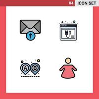 4 Creative Icons Modern Signs and Symbols of mail road browser web ride Editable Vector Design Elements