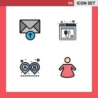 4 Creative Icons Modern Signs and Symbols of mail road browser web ride Editable Vector Design Elements