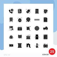 Modern Set of 25 Solid Glyphs Pictograph of machine dryer internet clothes sale Editable Vector Design Elements