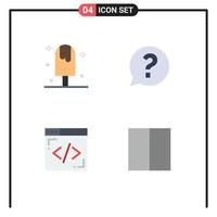 Group of 4 Modern Flat Icons Set for cold coding summer mark lines Editable Vector Design Elements