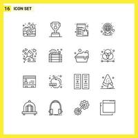 16 signos de contorno universal símbolos de ubicación de navegación cup home shop elementos de diseño vectorial editables vector