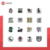 16 concepto de línea llena de color plano para sitios web móviles y aplicaciones portapapeles aves de verano helado comida elementos de diseño de vectores creativos editables