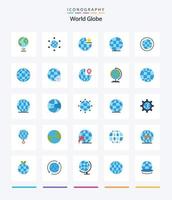 globo creativo 25 paquete de iconos planos como globo. web. Internet. Internet. mundo vector