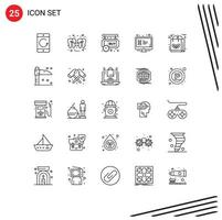 Pack of 25 creative Lines of lcd display tooth timer pending Editable Vector Design Elements