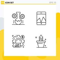 Line Pack of 4 Universal Symbols of bear lab analytics scientific research graph graph Editable Vector Design Elements