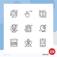 conjunto de 9 iconos de interfaz de usuario modernos signos de símbolos para presentación de voz diapositiva podio ui elementos de diseño vectorial editables vector