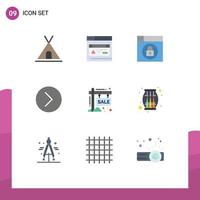 User Interface Pack of 9 Basic Flat Colors of sign hording design board media player Editable Vector Design Elements