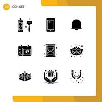 Group of 9 Solid Glyphs Signs and Symbols for efficiency date huawei day twitter Editable Vector Design Elements