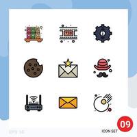 Pictogram Set of 9 Simple Filledline Flat Colors of favorites envelope help email food Editable Vector Design Elements